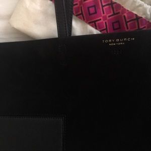 Black Leather / Suede Tory Burch T- tote NEW